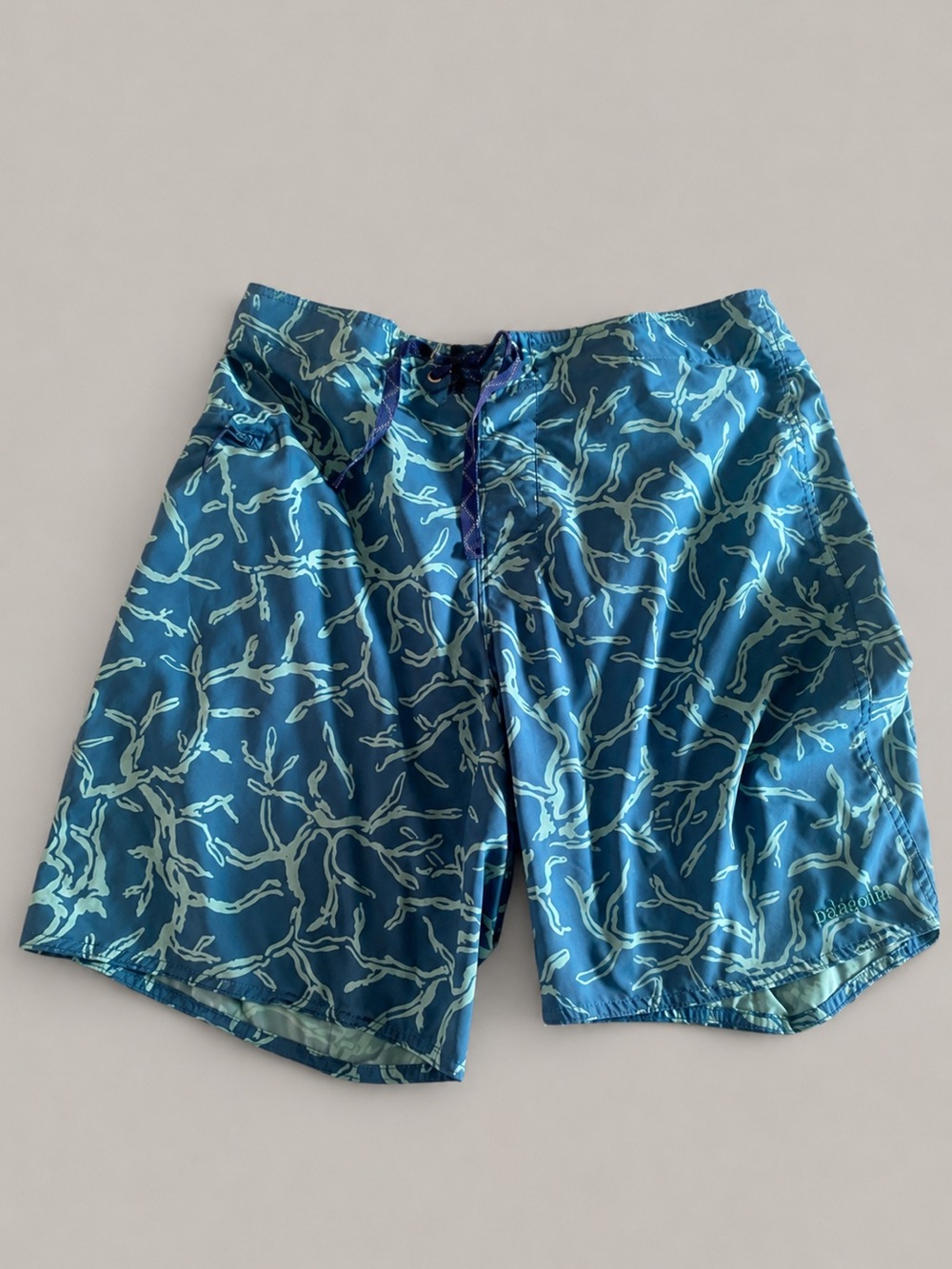 Patagonia Men’s Teal & Aqua Wave-Print Board Shorts